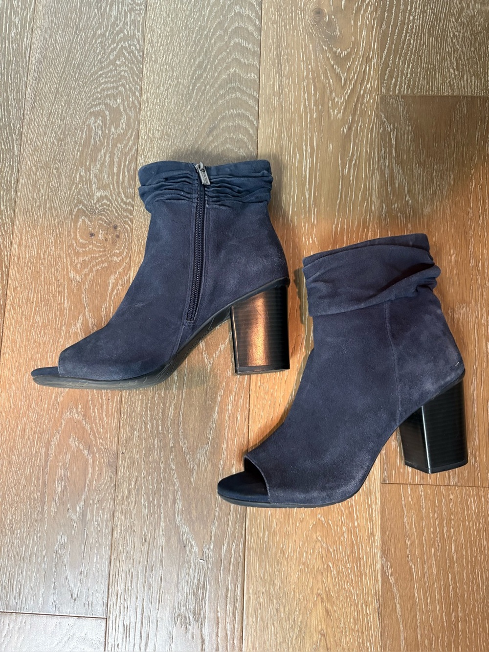 Kenneth Cole Reaction Navy Peep-Toe Booties